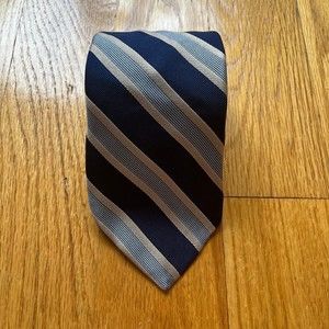 Nautica Men’s Tie Navy Blue Silver Stripes Business Formal Workwear 100% Silk